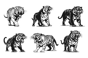 Tiger Silhouettes. Roar Tigers With