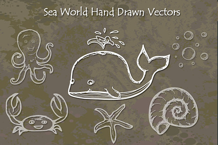 Sea World Hand Drawn Vectors