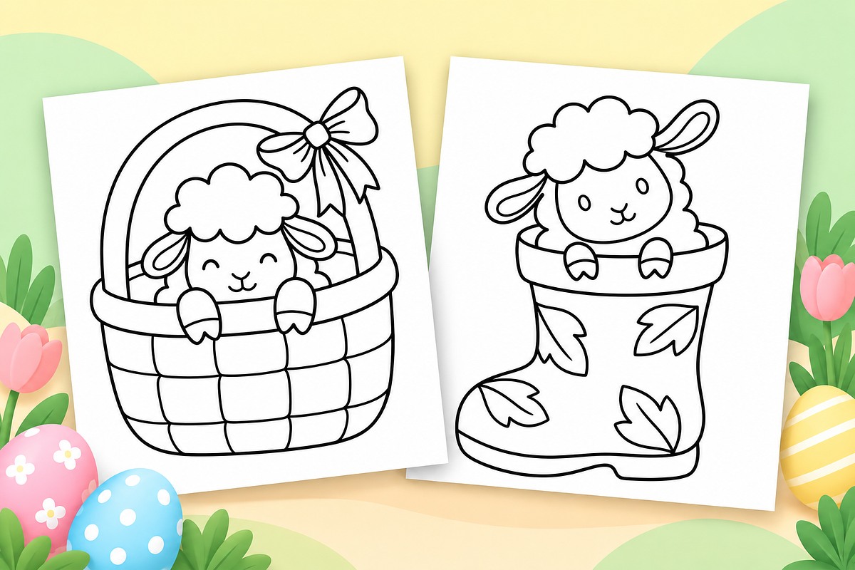 Happy Easter Coloring Pages Vol. 2, a Seasonal Illustration by Inkivelle Studio (Photo 2 of 3)