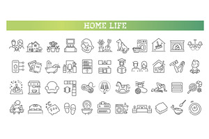 Home life icon set, an Object Illustration by Tettygreen
