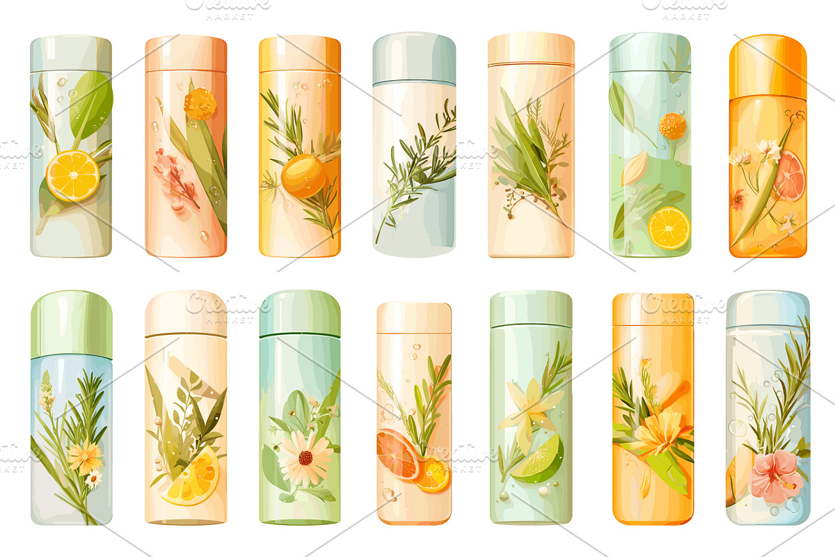 Set of various cartoon jars with, a Food Illustration by LadadikArt