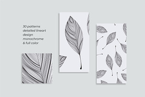 Leaf Lines Seamless Patterns