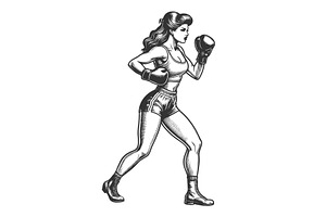 Female Boxer Ready to Fight, a Person Illustration by AlexArt