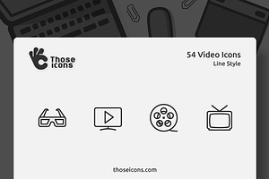 54 Video Vector Line Icon