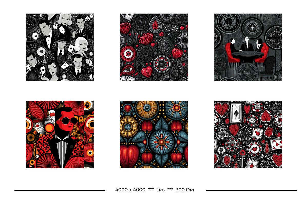 Casino Retro Art Style Patterns, a Pattern Graphic by karenfoleyphoto (Photo 6 of 11)