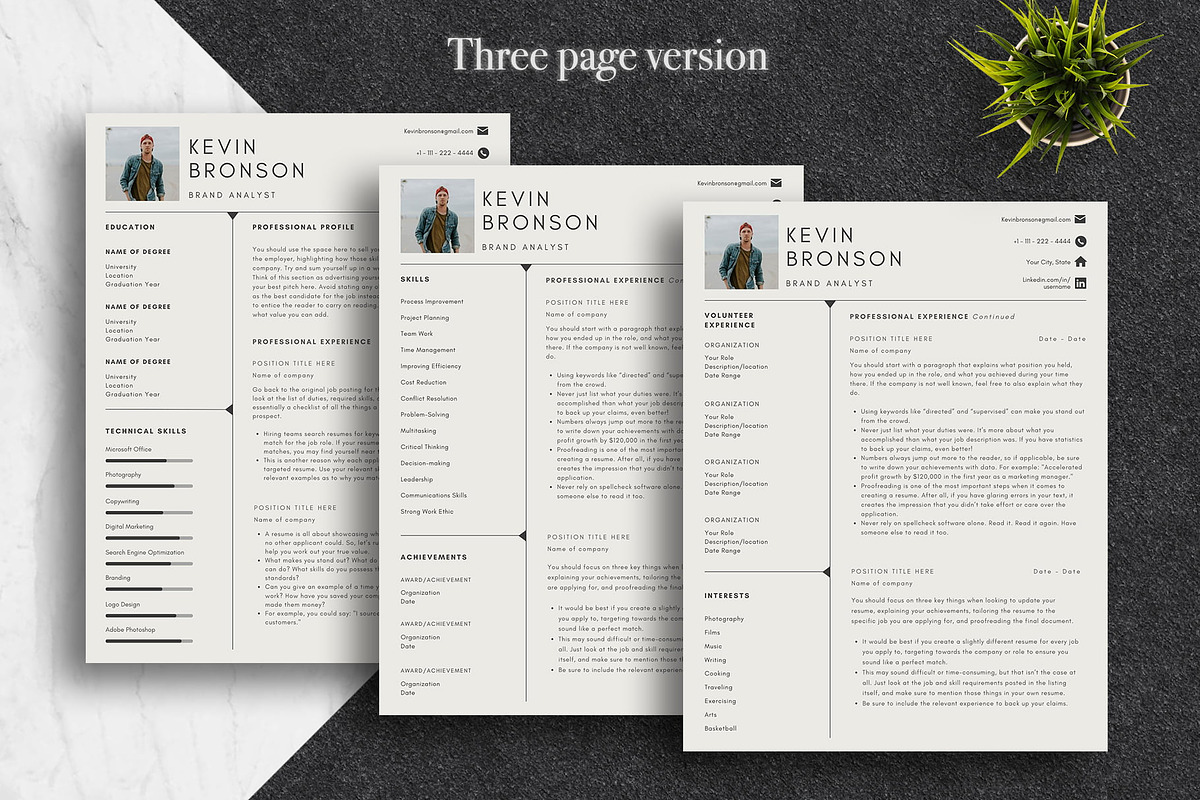 Sleek Resume Template Pack | Canva, a Resume Template by Lux Resume (Photo 3 of 9)