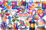 Watercolor Christmas Clipart Bundle, an Illustration by Canvas Craft (Thumbnail 1 of 7)