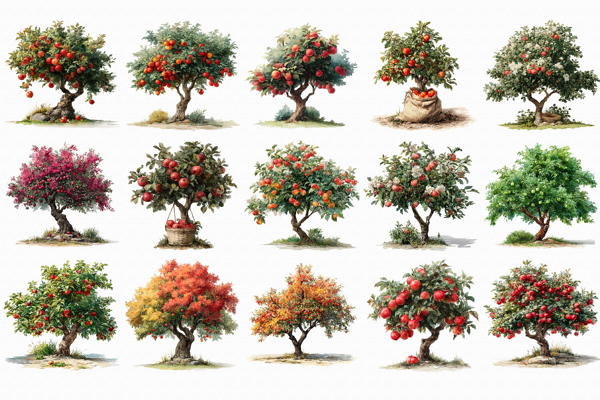 Orchard Watercolor Clipart PNG, an Illustration by Libby Wishes (Photo 4 of 7)