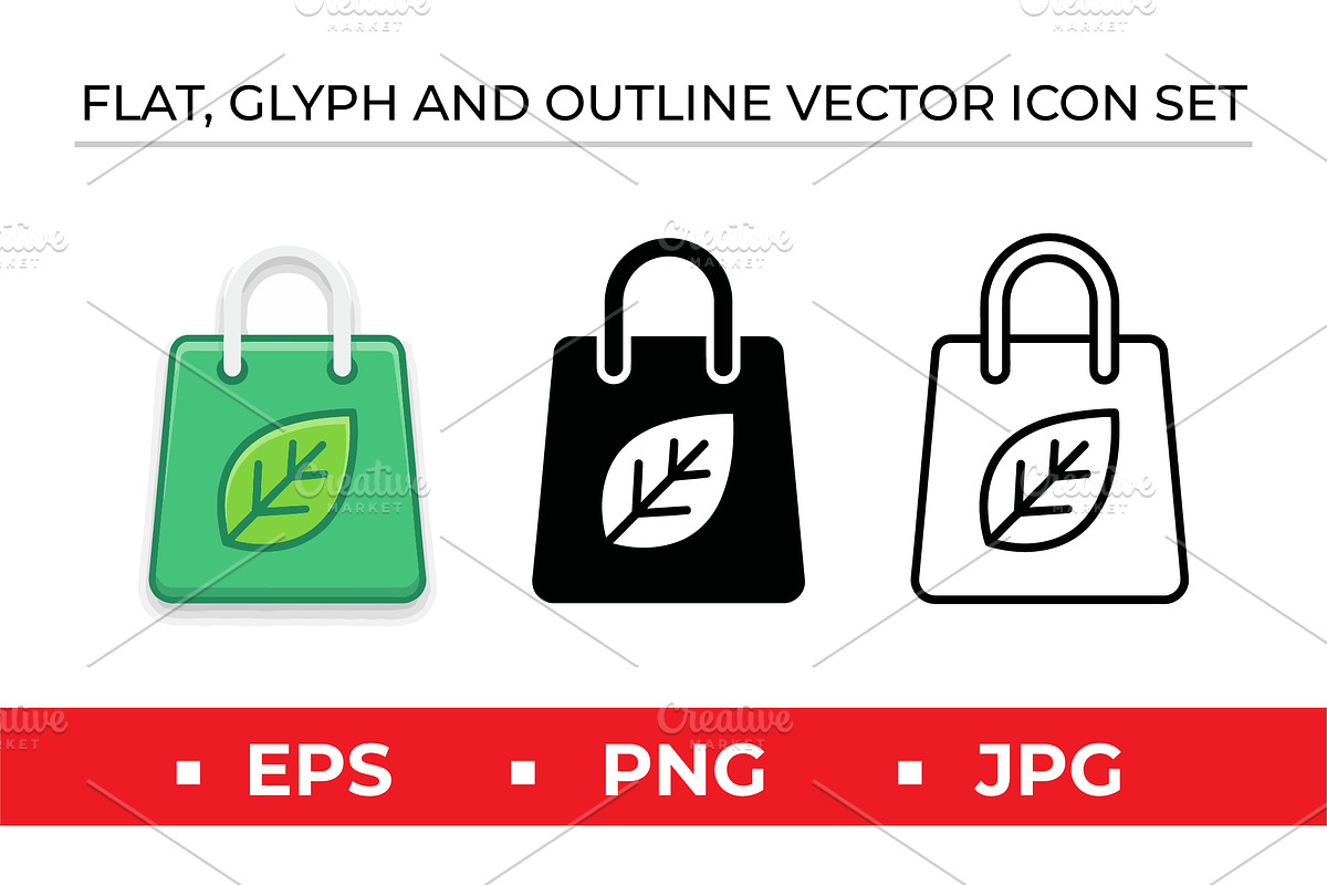 Eco Shopping Bag Icons Vector Set, an Outline Icon by Artonix (Photo 1 of 2)
