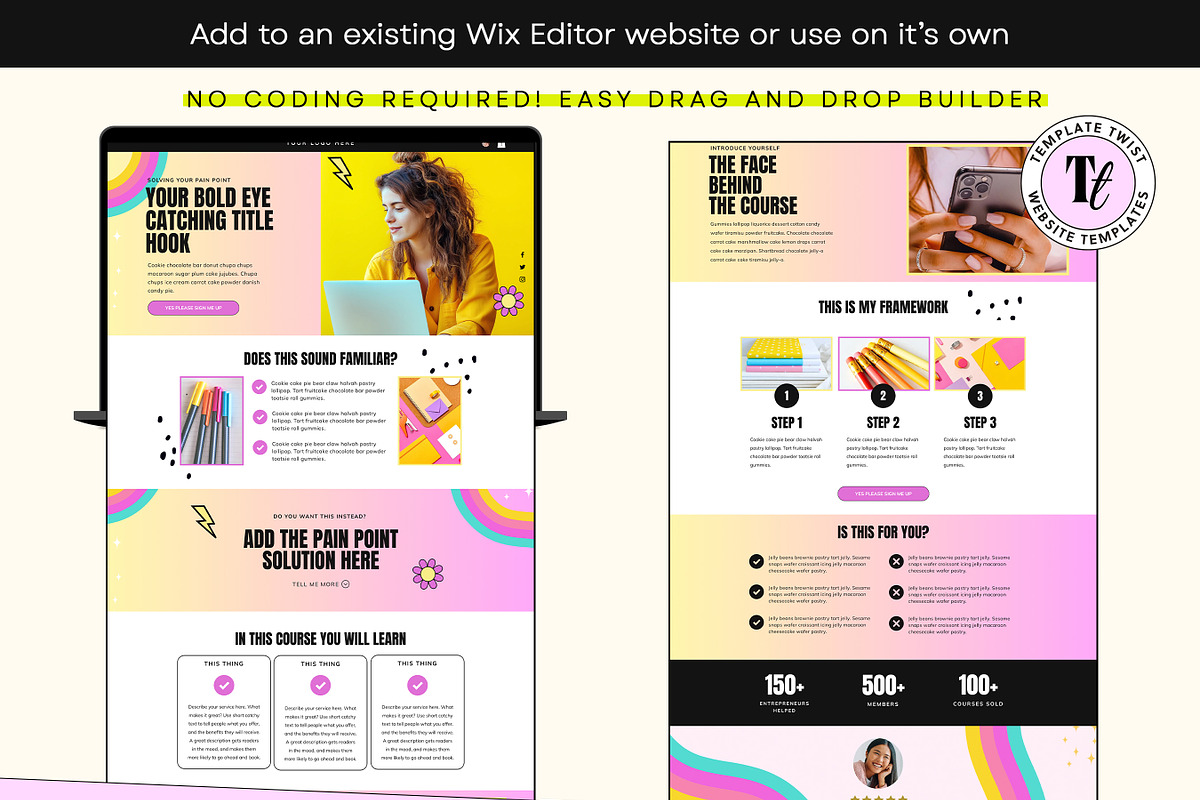 Colorful Wix Editor Sales Template, a Wix Template by Template Twist Shop (Photo 7 of 10)