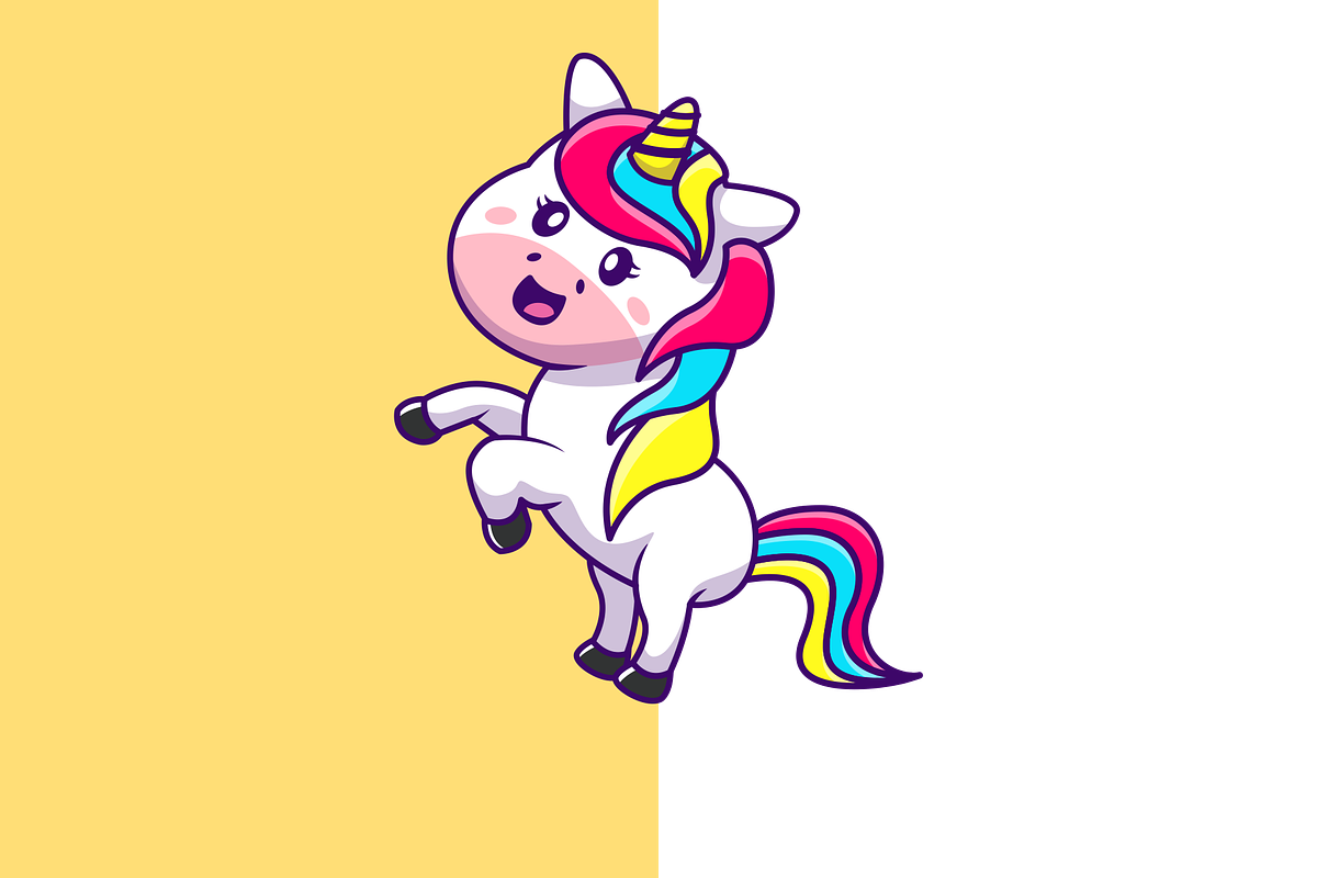 Cute Unicorn Standing Cartoon, an Animal Illustration by Artstorystudio (Photo 3 of 3)
