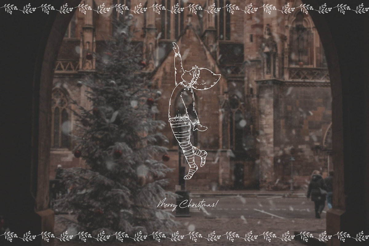 Vintage Christmas Line art winter, a Decorative Illustration by Kreker Kate (Photo 6 of 10)