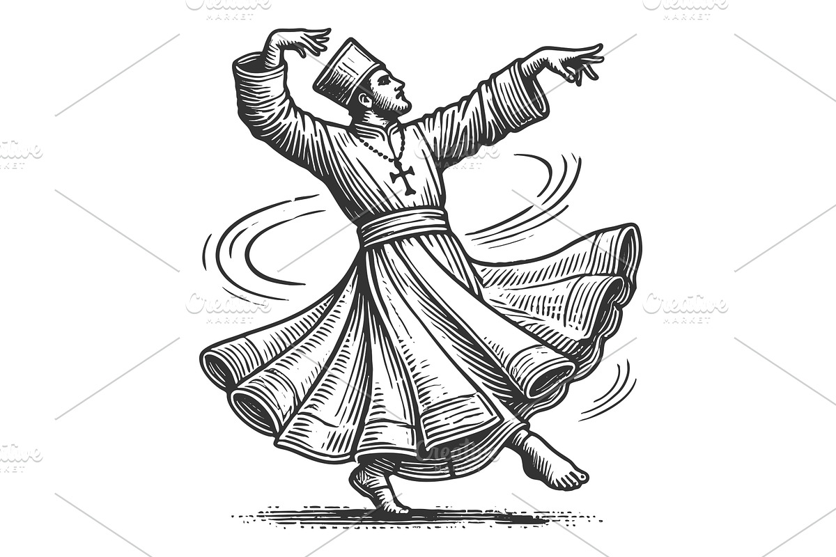 Dancing Monk in Traditional Robes, an Illustration by AlexArt