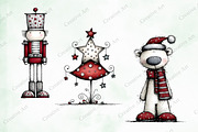 Whimsical Quirky Christmas Clipart, an Illustration by Creative Art (Thumbnail 10 of 13)