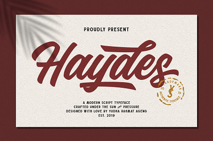 Haydes Script Font, a Script Font by YdhraStudio