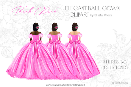 Pink Princess Gown Dress Clipart