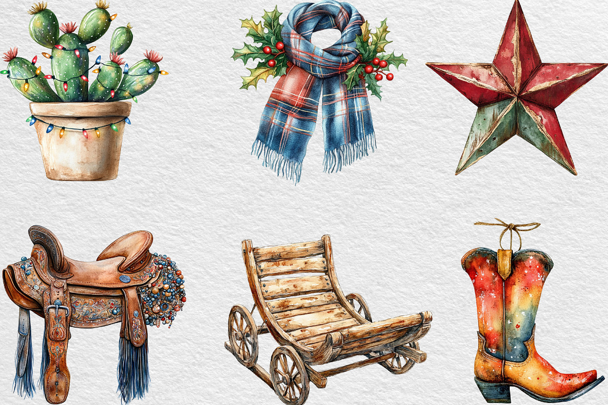 Western Christmas Clipart, an Illustration by Black Bird Studio (Photo 6 of 6)