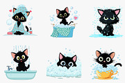 Bath black cat clip-art, an Illustration by CreationArt (Thumbnail 5 of 6)