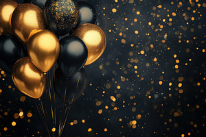 Elegant black and golden balloons, a Photo by Pavel_design