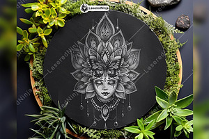 Lotus Flower Woman Head Floral Face