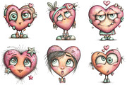 Cute Funny Valentine Faces Clipart, an Illustration by Designking (Thumbnail 3 of 5)