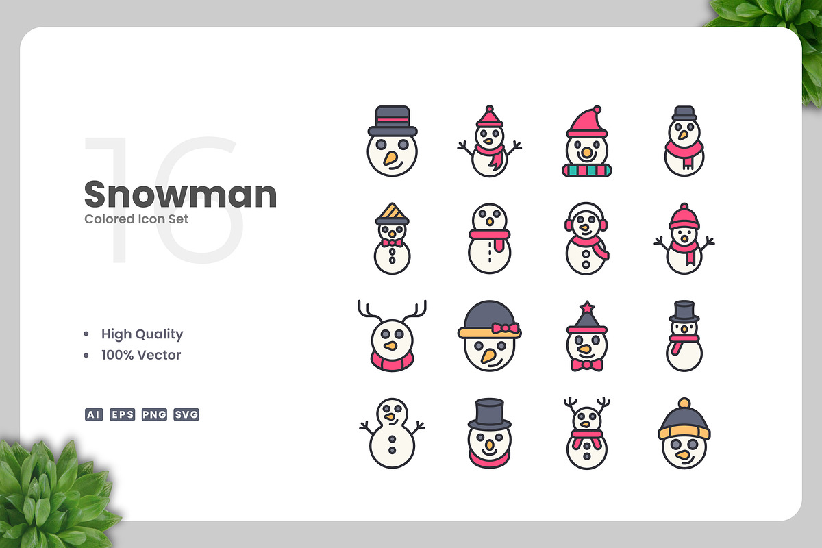 Snowman Colored Icons, an Icon by Upnowgraphic