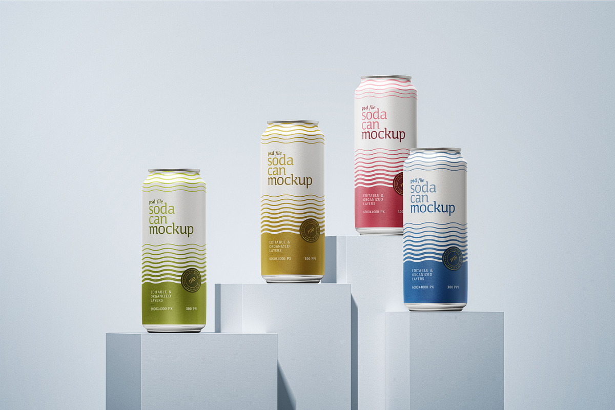 Soda Can Mockup Set, a Cups & Container Mockup by mockupatelier (Photo 8 of 8)