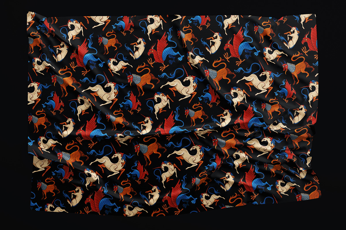 Fantastic beasts. Medieval tale, a Pattern Graphic by OlgaSoi007 (Photo 13 of 16)