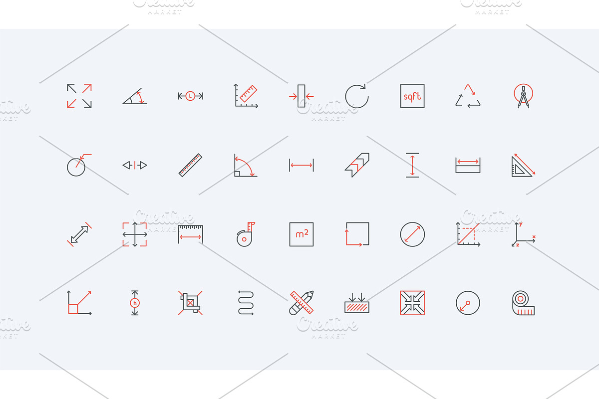 Size distance length width icons, an Object Illustration by Lemberg Vector