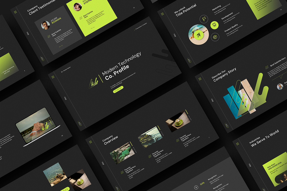 Modern Tech Company Profile Template, a Presentation Template by ...