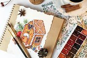 Christmas Watercolor Cards, a Decorative Illustration by Imaginasty (Thumbnail 4 of 5)
