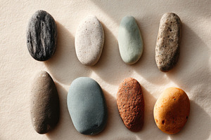 Smooth Pebbles on a Neutral Beach, a Nature Photo by Virgo Studio