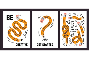 Twisted funny pencils cards, an Education Illustration by YummyBuum
