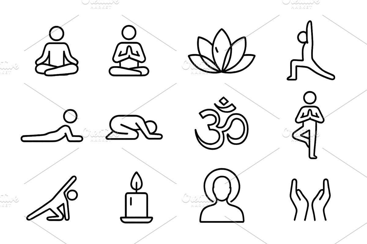 Yoga and mindfulness symbols, an Illustration by ZinetroN