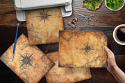 Antique Compass Map Scrapbook Paper, a Background Graphic by V Design Creator (Thumbnail 8 of 10)