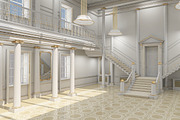 3Dmodel Grand Hall Lobby Staircase 2, an Architecture 3D Model by Giimann (Thumbnail 5 of 16)