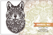 Ornamental Hand Drawn Wolf, an Animal Illustration by alexrockheart (Thumbnail 1 of 4)