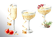 Festive Champagne, a Food Illustration by Daria Ustiugova (Thumbnail 2 of 10)