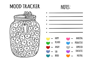 Mood tracker. Undated blank monthly, an Illustration by Valerie Bodnar