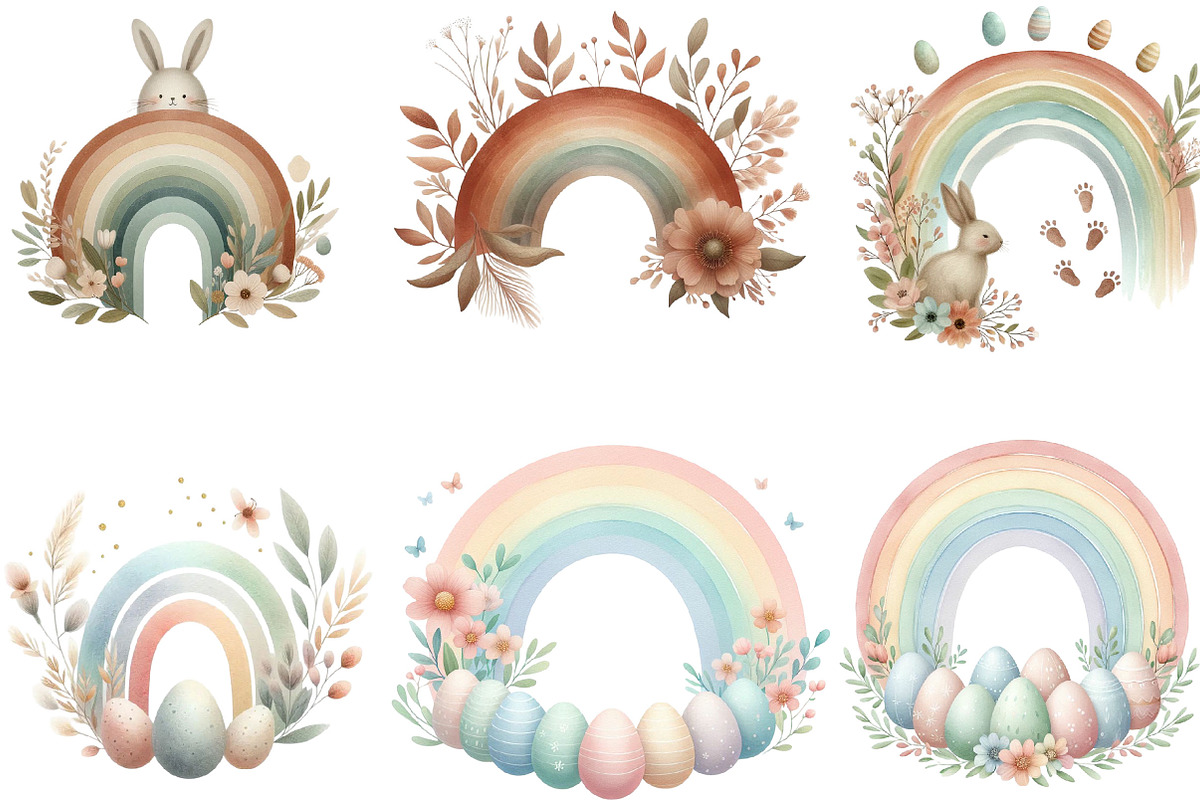 Boho Easter Rainbows Sublimation, an Illustration by Designking (Photo 2 of 4)