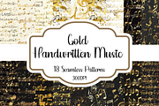 Gold Handwritten Music Seamless, a Pattern Graphic by PrintablesByFranklyn (Thumbnail 1 of 4)