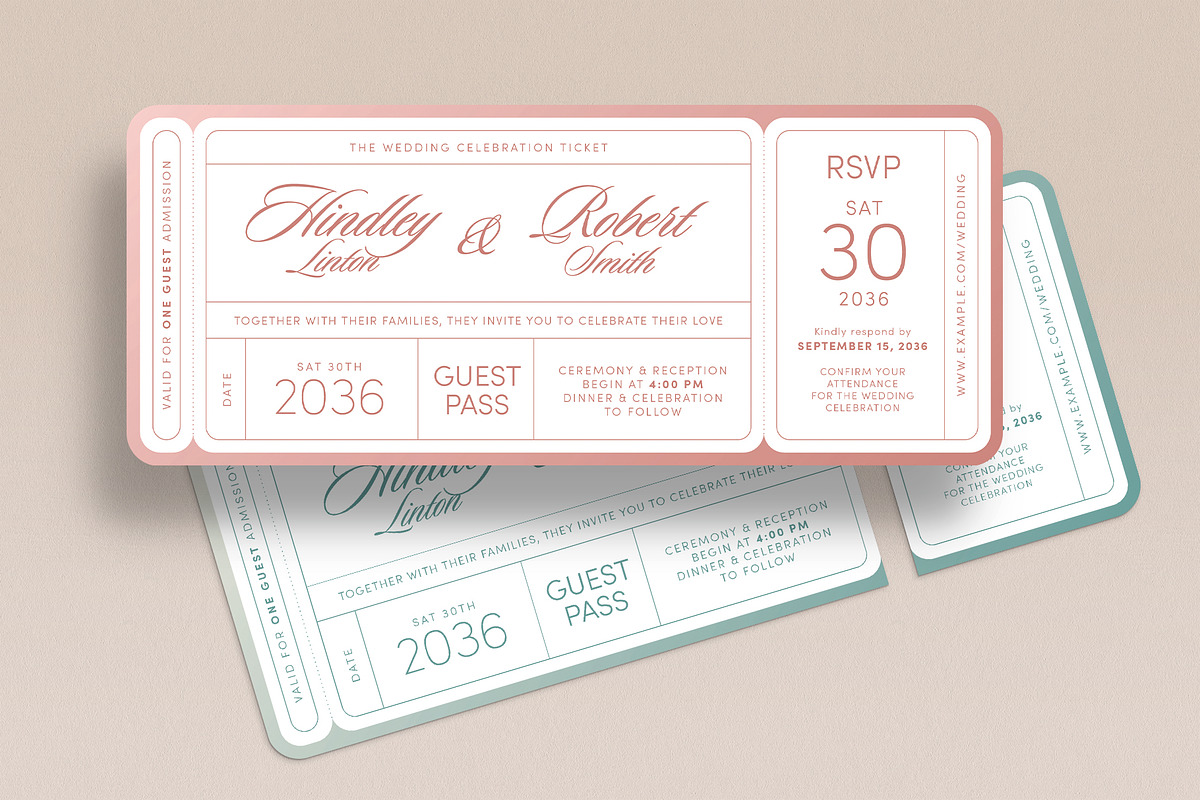 Wedding Ticket Invitation Template, an Invitation Template by BrandPacks (Photo 4 of 4)