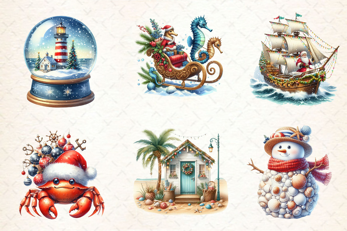 Merry Maritime Christmas Clipart, a Work Illustration by Dream Creation (Photo 2 of 5)