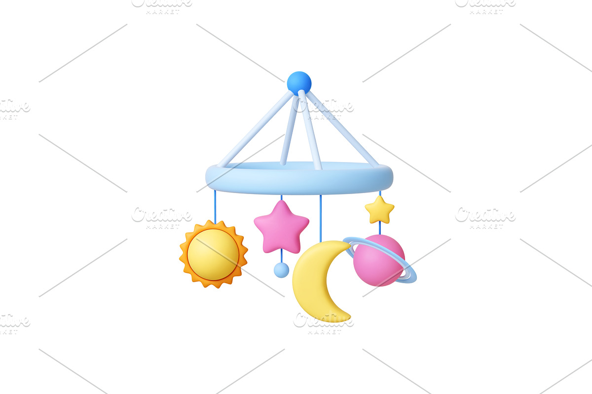 Baby mobile 3d icon. Isolated, an Illustration by Valerie Bodnar