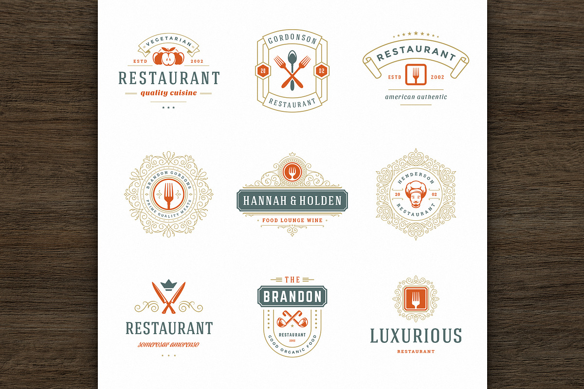 36 Restaurant Logos and Badges, a Branding & Logo Template by Vasya Kobelev (Photo 3 of 20)