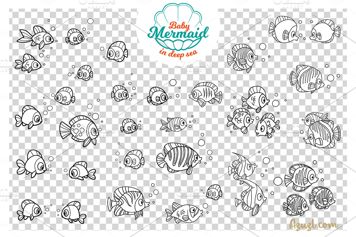 Baby mermaid in deep sea, an Illustration by Azuzlikus (Photo 6 of 11)