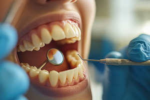 Dental checkup: Open mouth with mirr, a Health & Medical Photo by Pixeness Studio