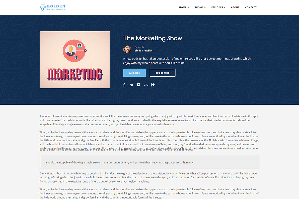 Bolden Podcast Network Theme, a WordPress Template by SecondLineThemes (Photo 5 of 16)