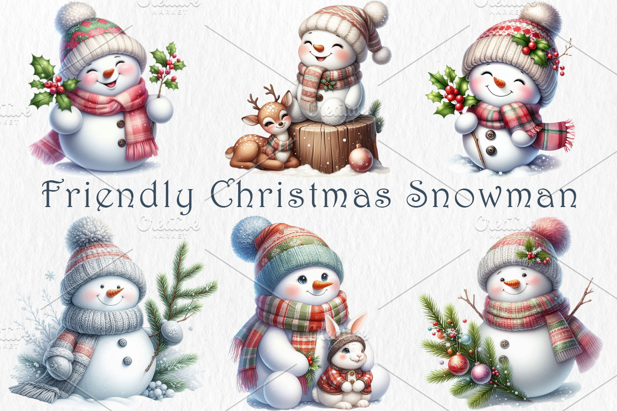 Snowman Clipart Bundle. 30 png, a Seasonal Illustration by GalaDesign03 (Photo 3 of 7)