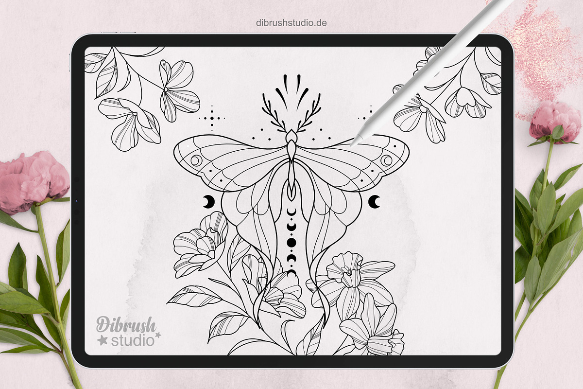 Procreate Delicate Blossom Stamps, a Brush Add-On by DiBrush Studio (Photo 5 of 6)